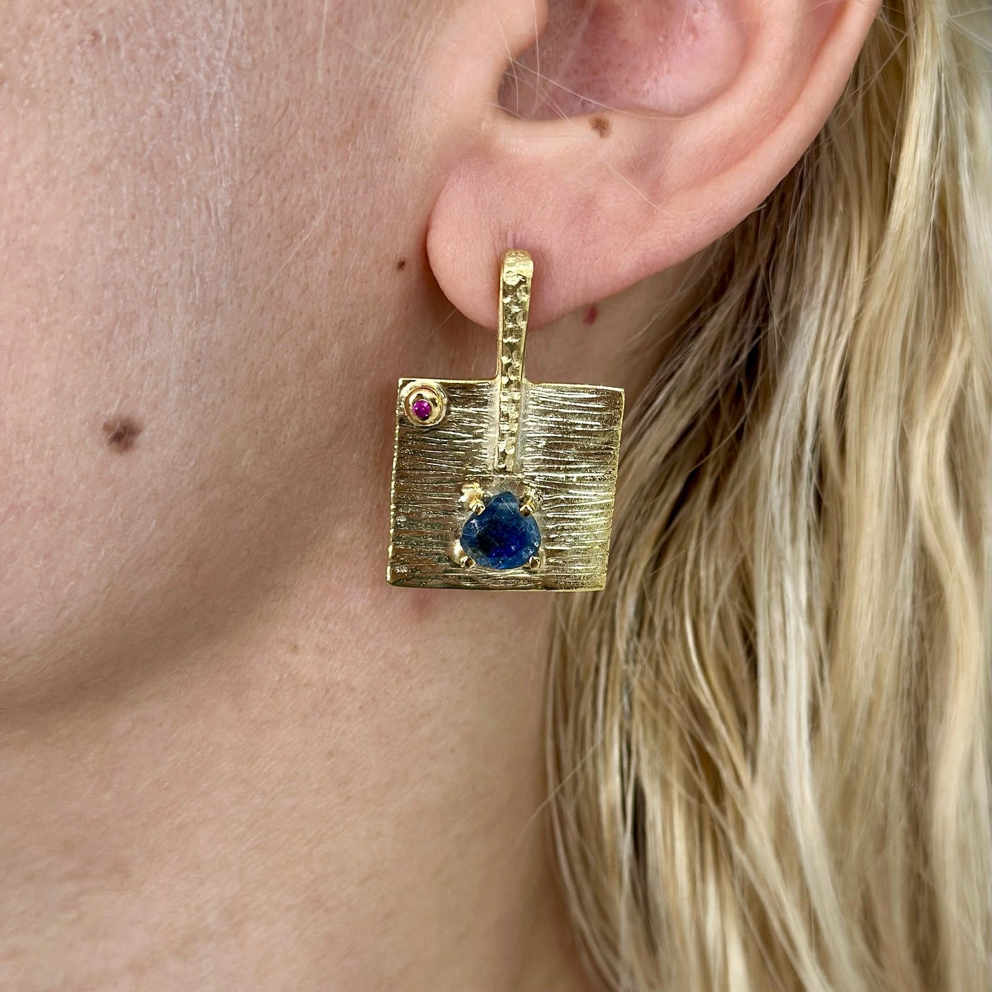 Kyanit Square Sterling Silver Necklace and Earrings Set