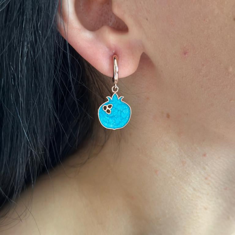 Silver and Enamel Pomegranate Earrings