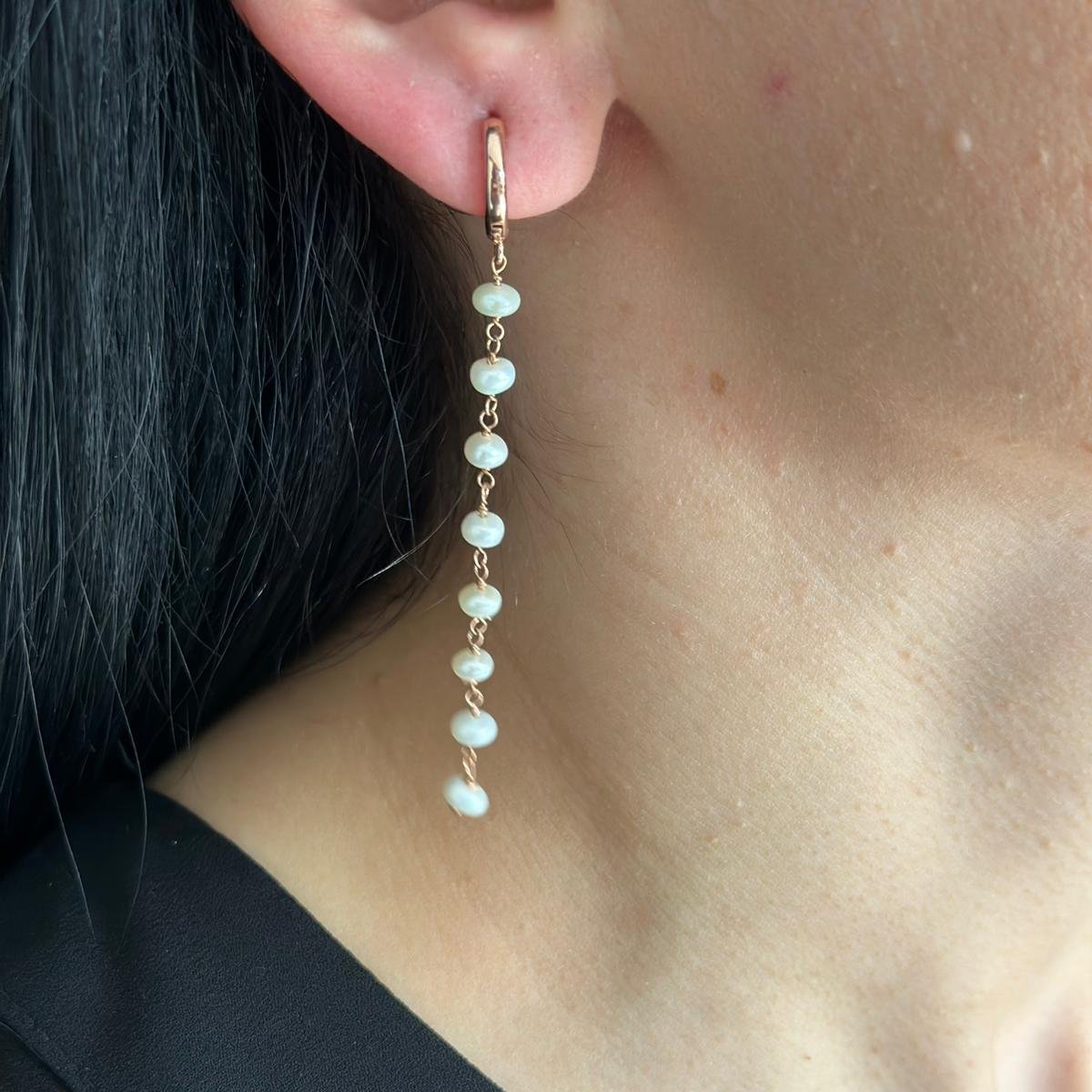 Genuine Freshwater Pearls Dangle Drop Earrings in Sterling Silver