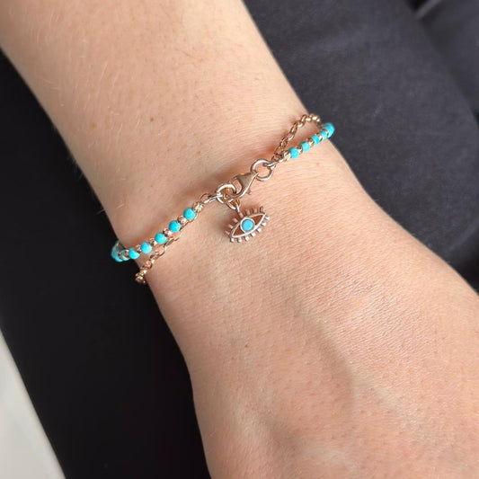 Handcrafted Turquoise and Hematite Gemstone Bracelet