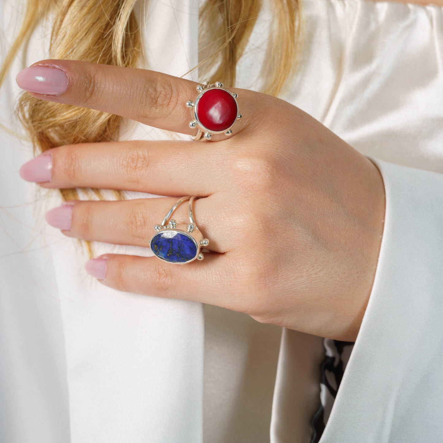 Lapis Lazuli Gemstone 925 Stering Silver Ring Adjustable