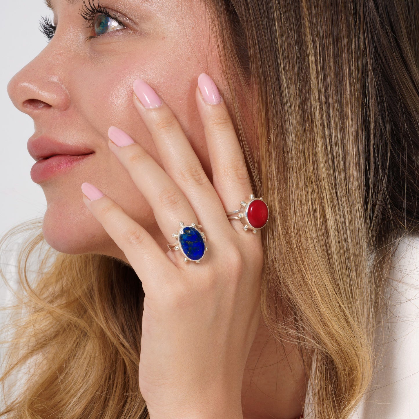 Lapis Lazuli Gemstone 925 Stering Silver Ring Adjustable