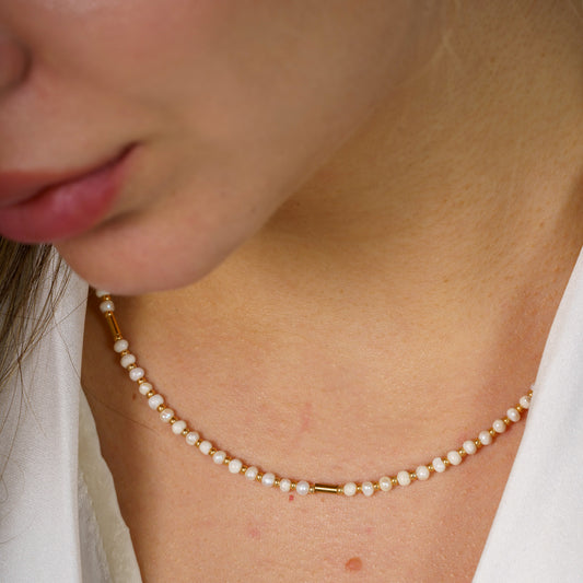 Minimal Freshwater Pearls and Gold Plated Silver Necklace