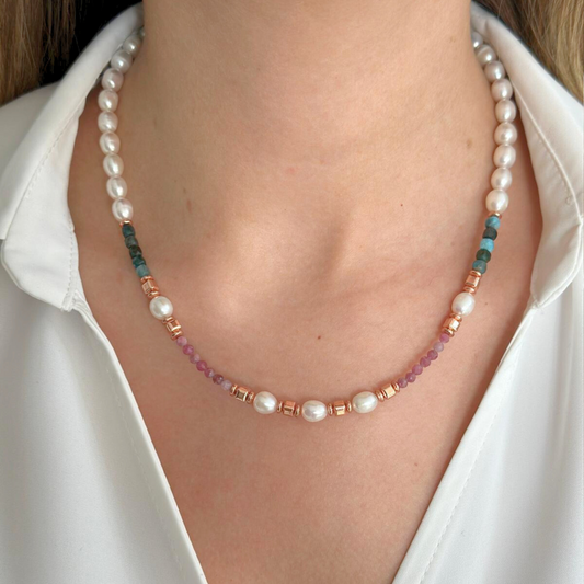 Mood Gemstone and Pearls Necklace