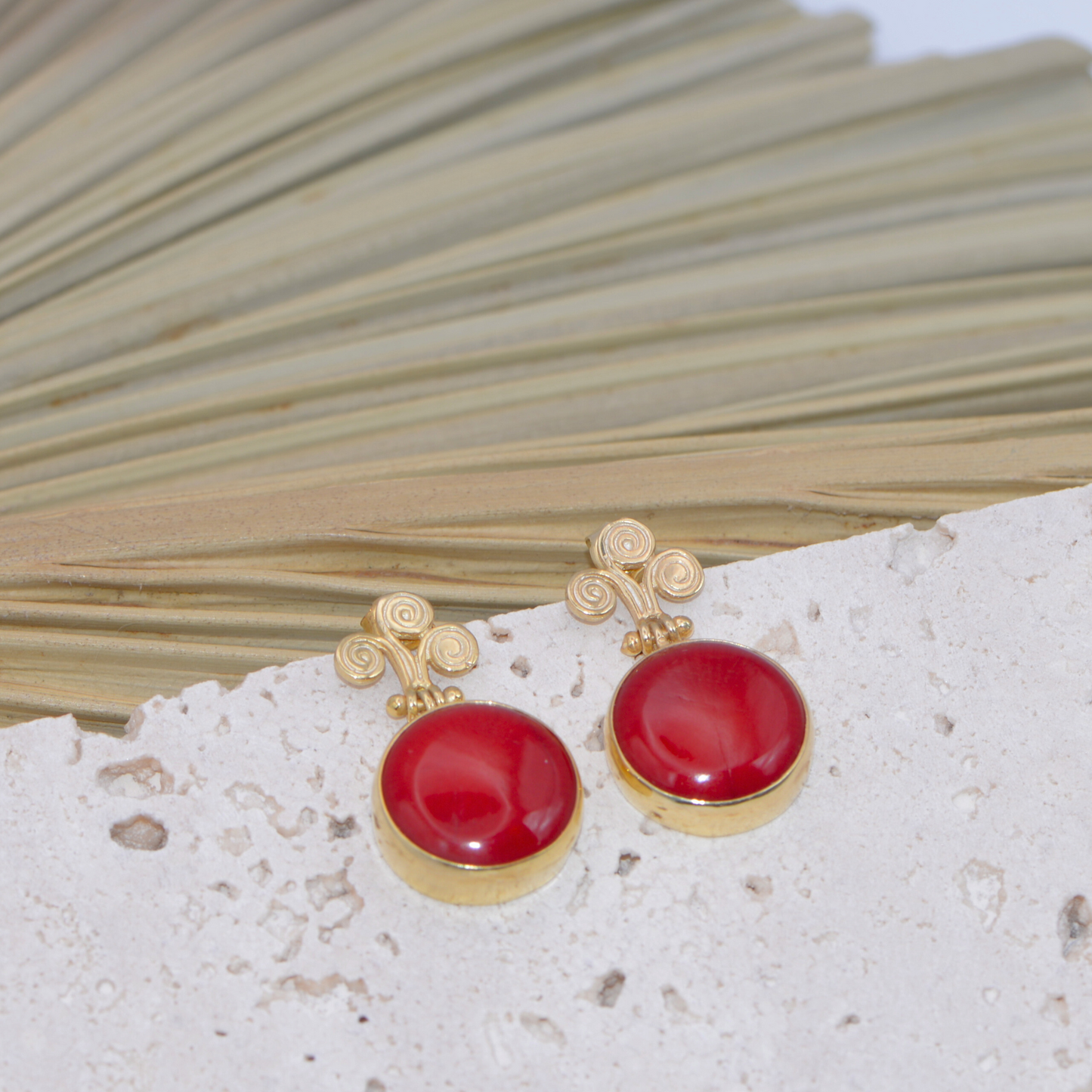 Rho Natural Coral Gemstone Earrings