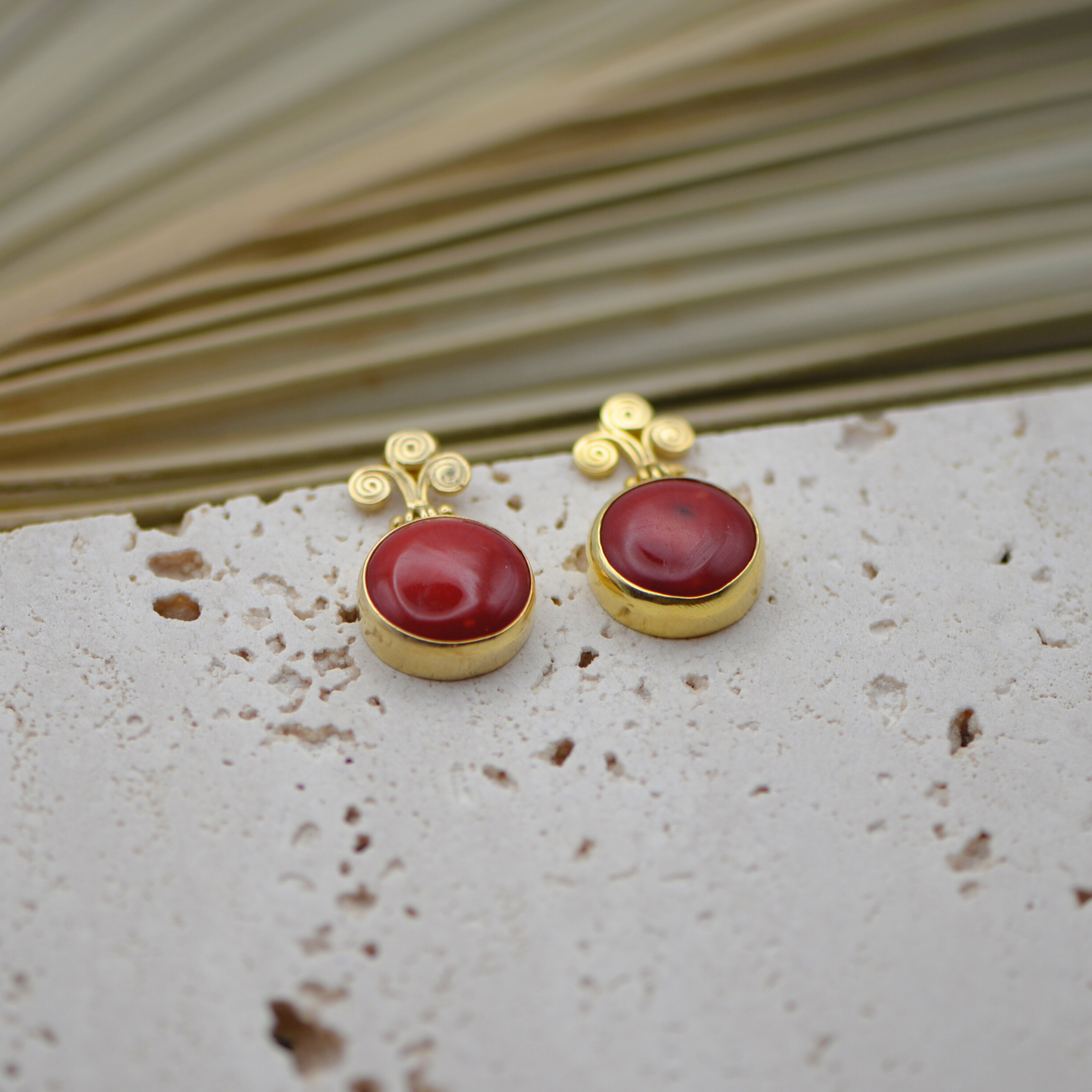 Rho Natural Coral Gemstone Earrings