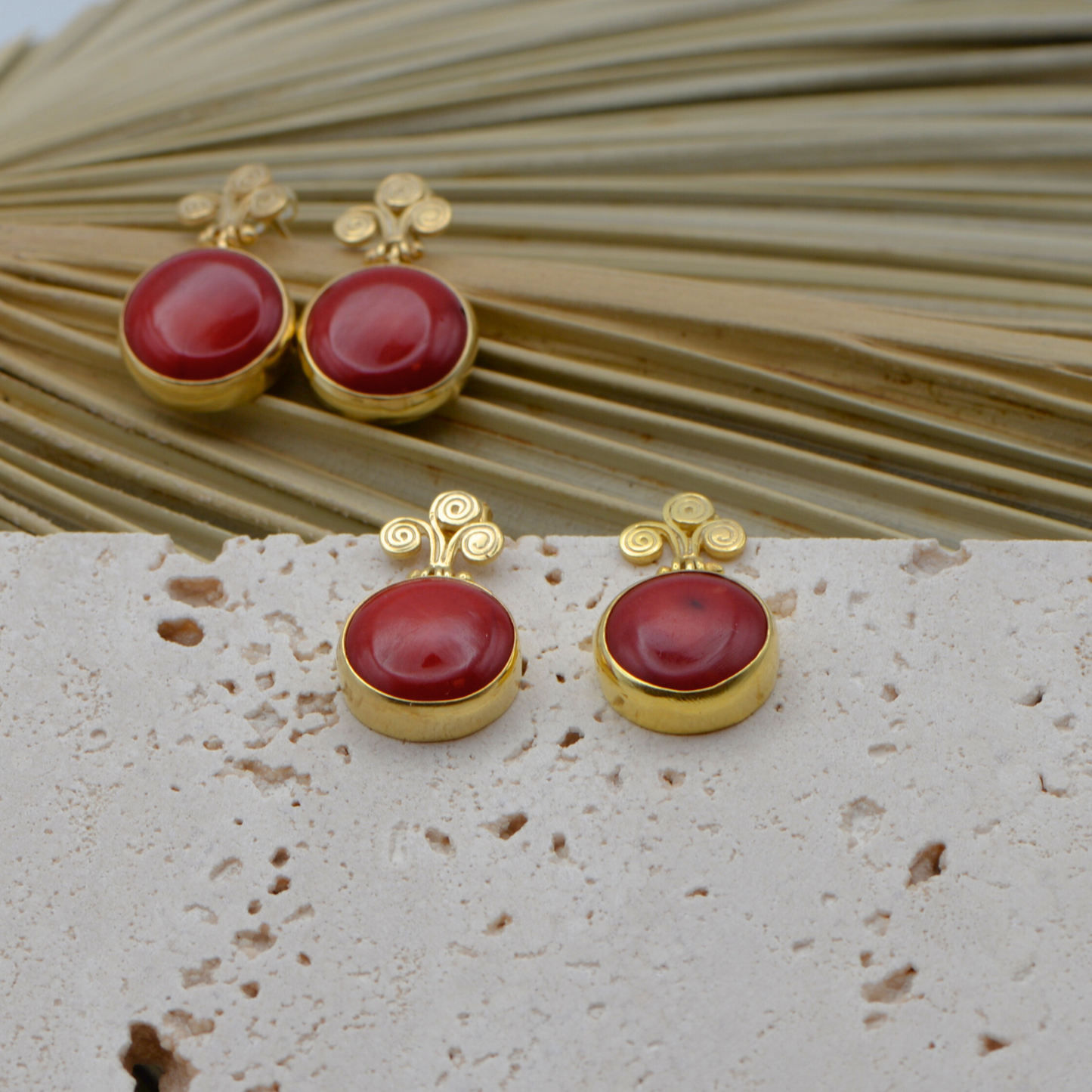 Rho Natural Coral Gemstone Earrings