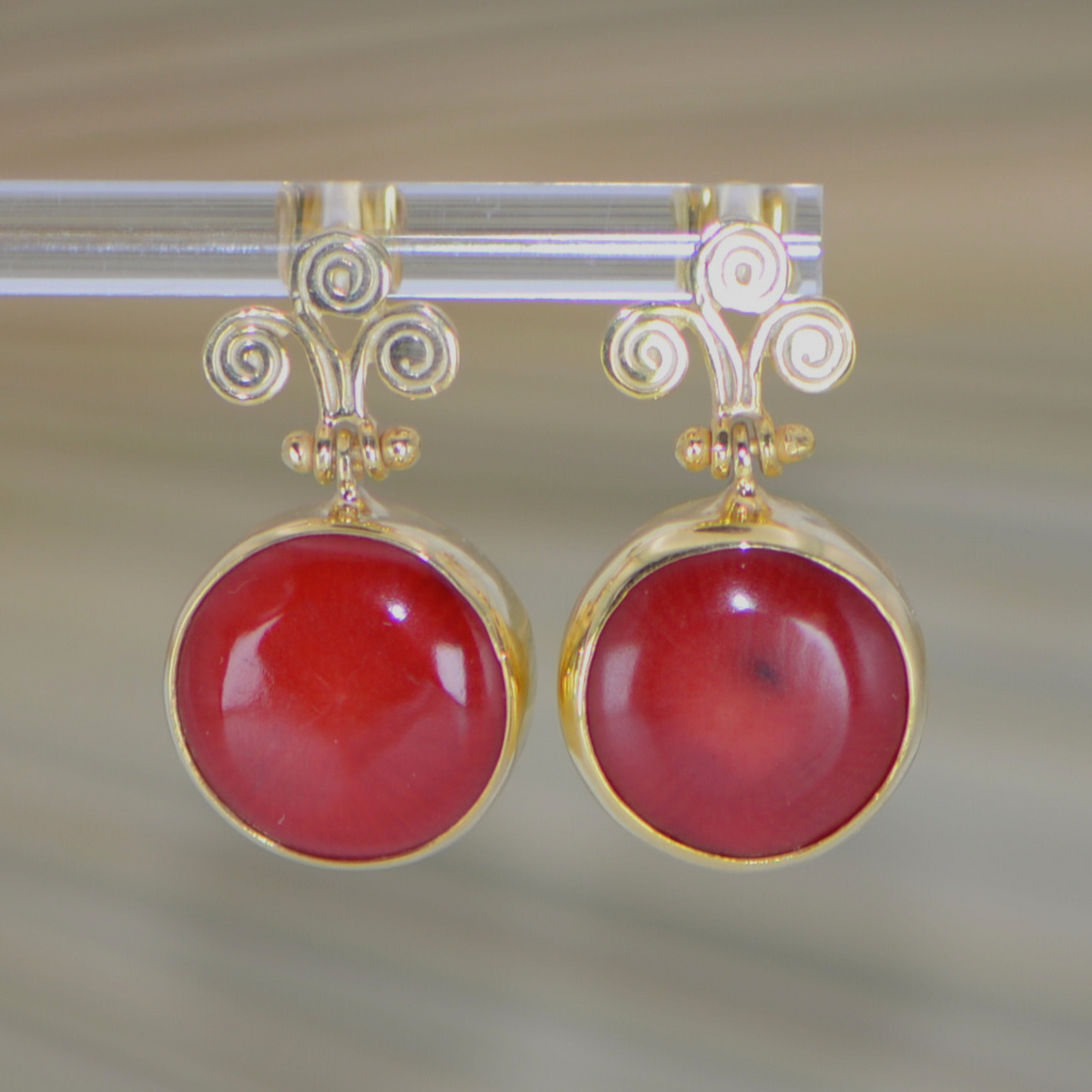 Rho Natural Coral Gemstone Earrings