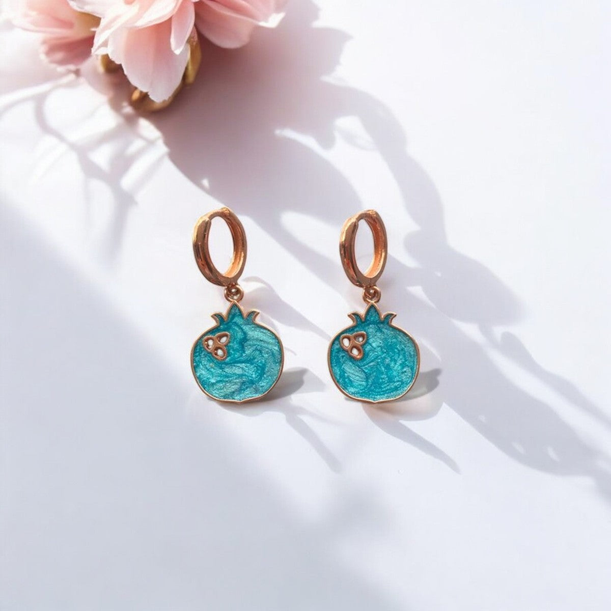 Silver and Enamel Pomegranate Earrings