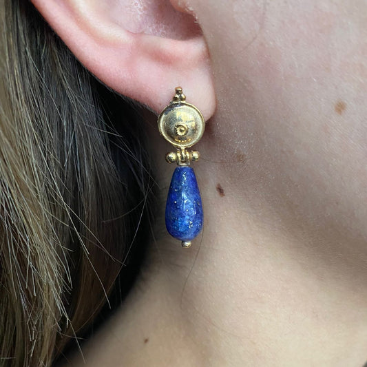 Lapis Lazuli Drop Earrings - Handcrafted 925 Sterling Silver