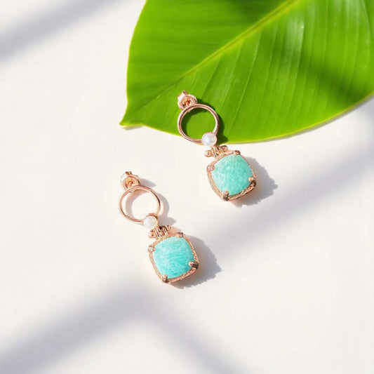 Amazonite Earrings in 925 Silver