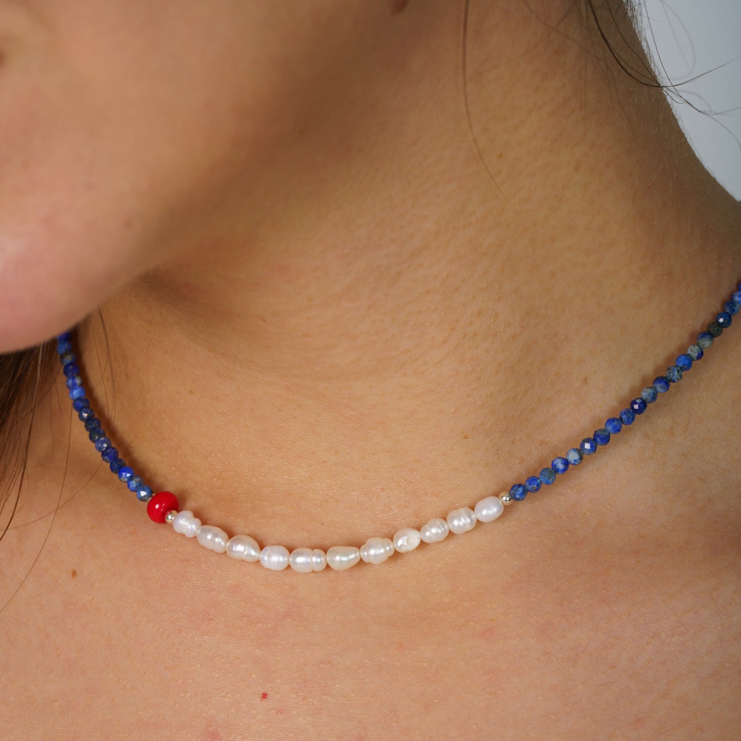 Lapis Lazuli Gemstone and Freshwater Pearls Necklace