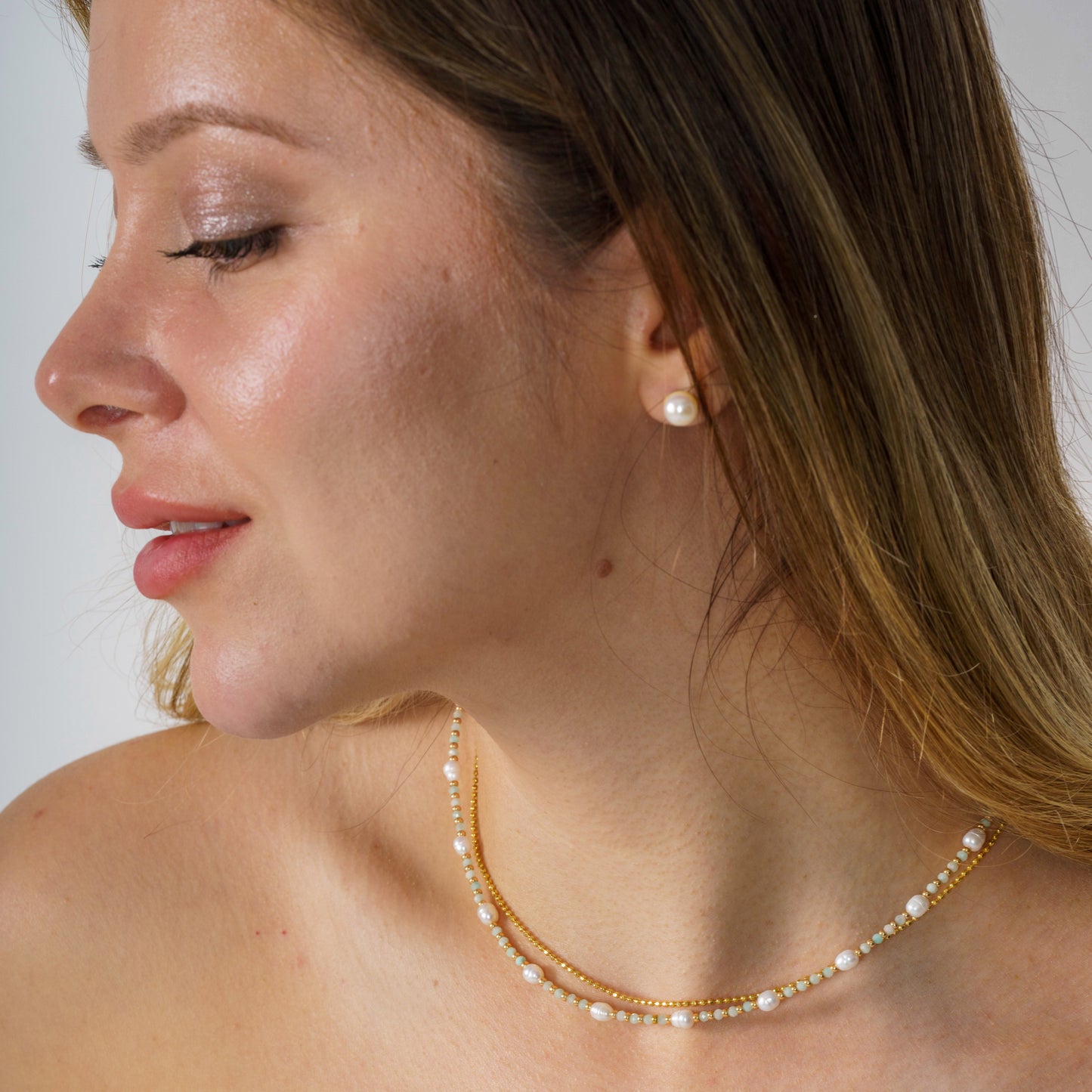 Freshwater Pearls and Apatite Gemstone Necklace