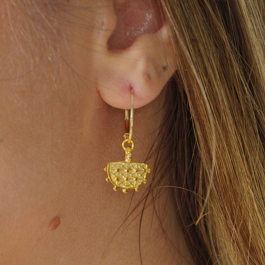 Hittite Sun Symbol Gold Plated Silver Earrings