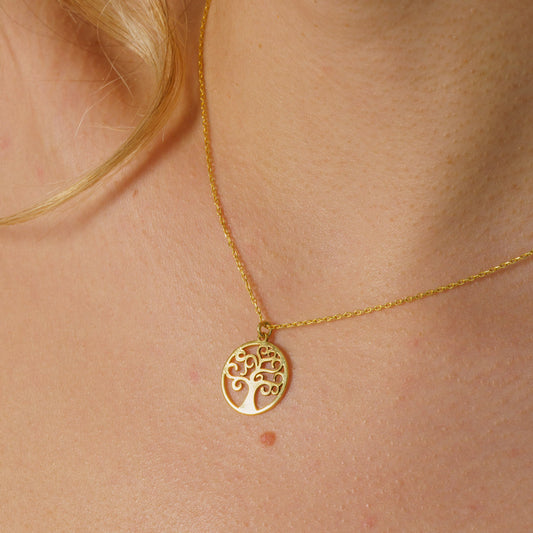 Tree of Life Pendant Necklace 925 Sterling Silver Gold Plated