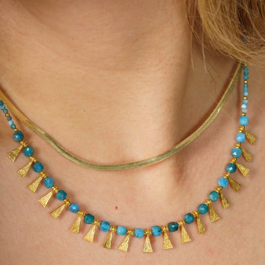Eva Necklace with Apatite Gemstone in 925 Sterling Silver Gold Plated