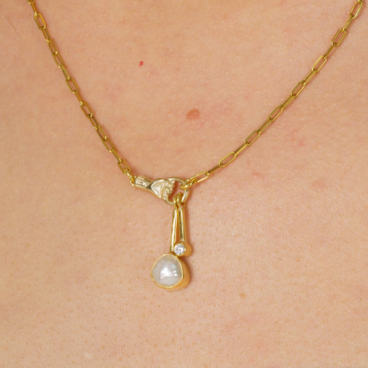 Holding Pearl Gold Plated 925 Sterling Silver Necklace
