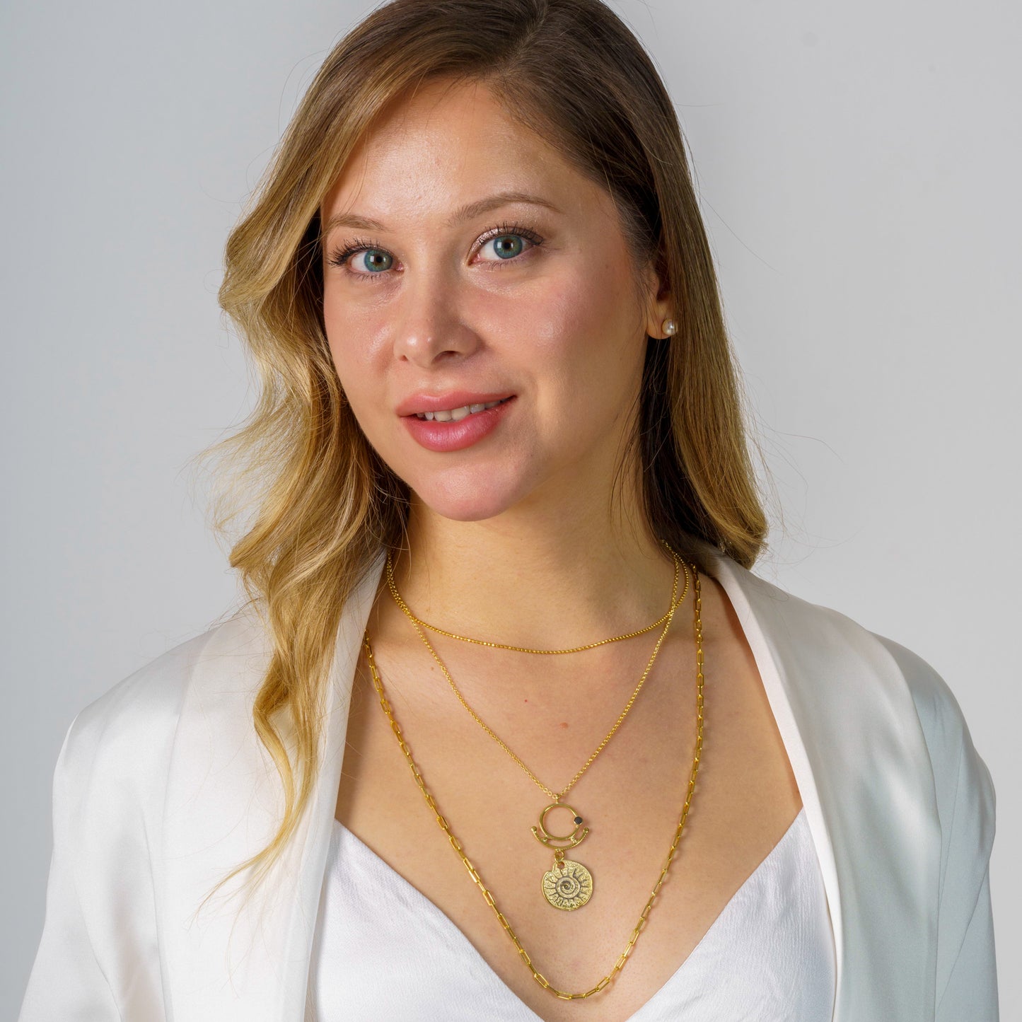Sun Long Necklace 925 Sterling Silver 14k Gold Plated